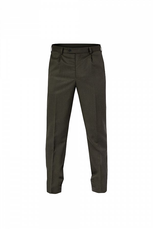 Kalhoty společenské pánské Gabarden melanž - khaki PETR vel. 50 - Obrázek Kalhoty společenské pánské Gabarden melanž - khaki PETR vel. 50 - Obrázek